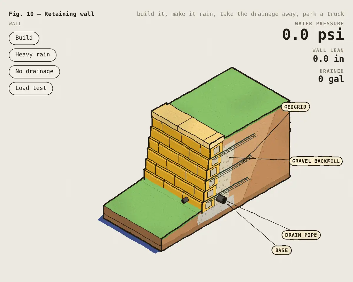 Illustration: How a segmental retaining wall holds back a slope